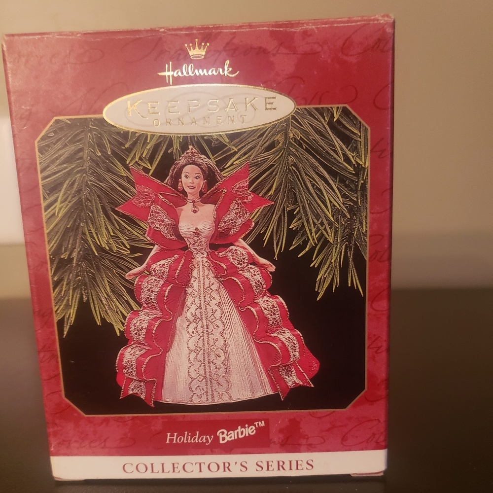 Vintage Hallmark Ornament Holiday Barbie in Red 1997